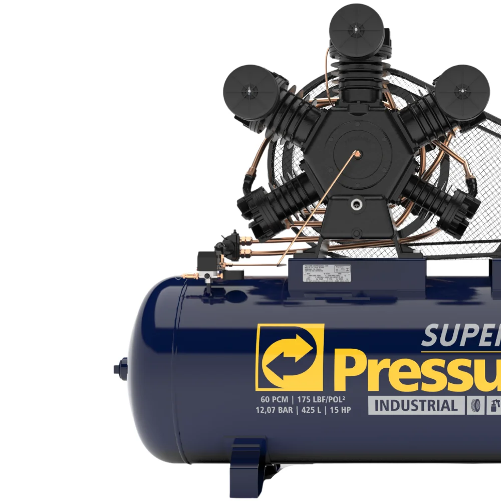 Compressor 60 Pés Industrial 15Hp 175Lbs 425L 5 Pistões Pressure