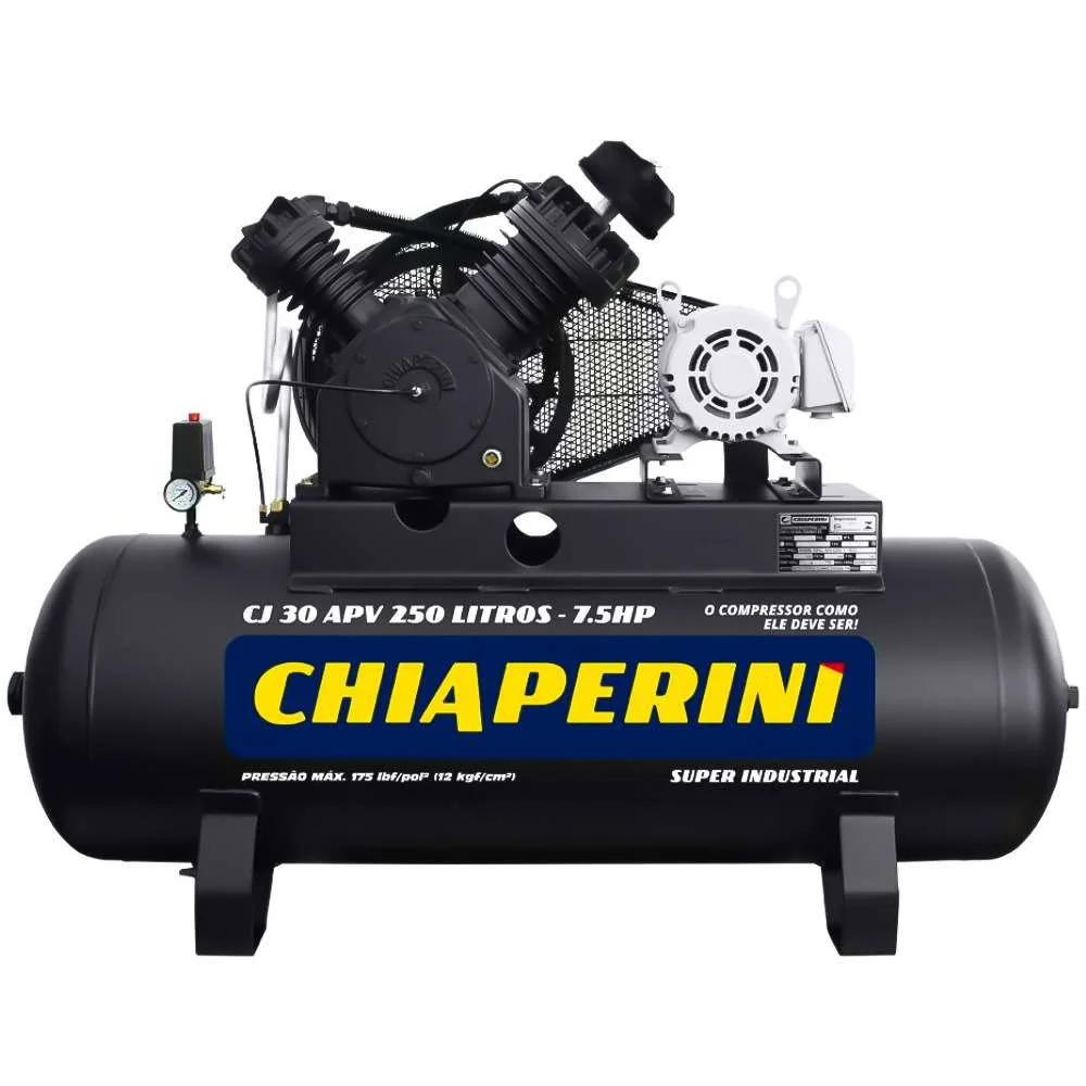 Compressor de Ar Alta Pressão Chiaperini 30 Pés 250L 7.5Cv Trifásico 380V