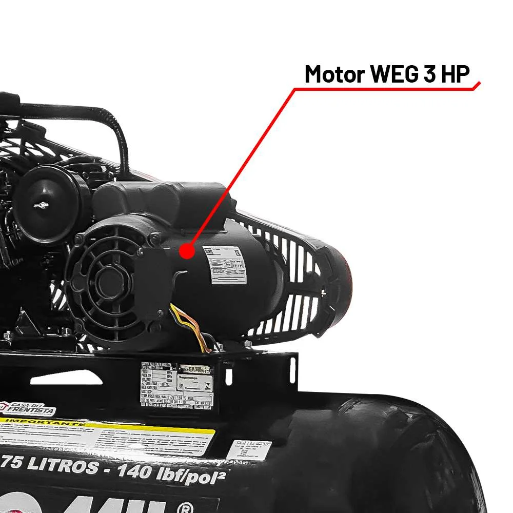 Compressor de Ar Cmw-15/175 3Hp Monofásico 175L Motomil