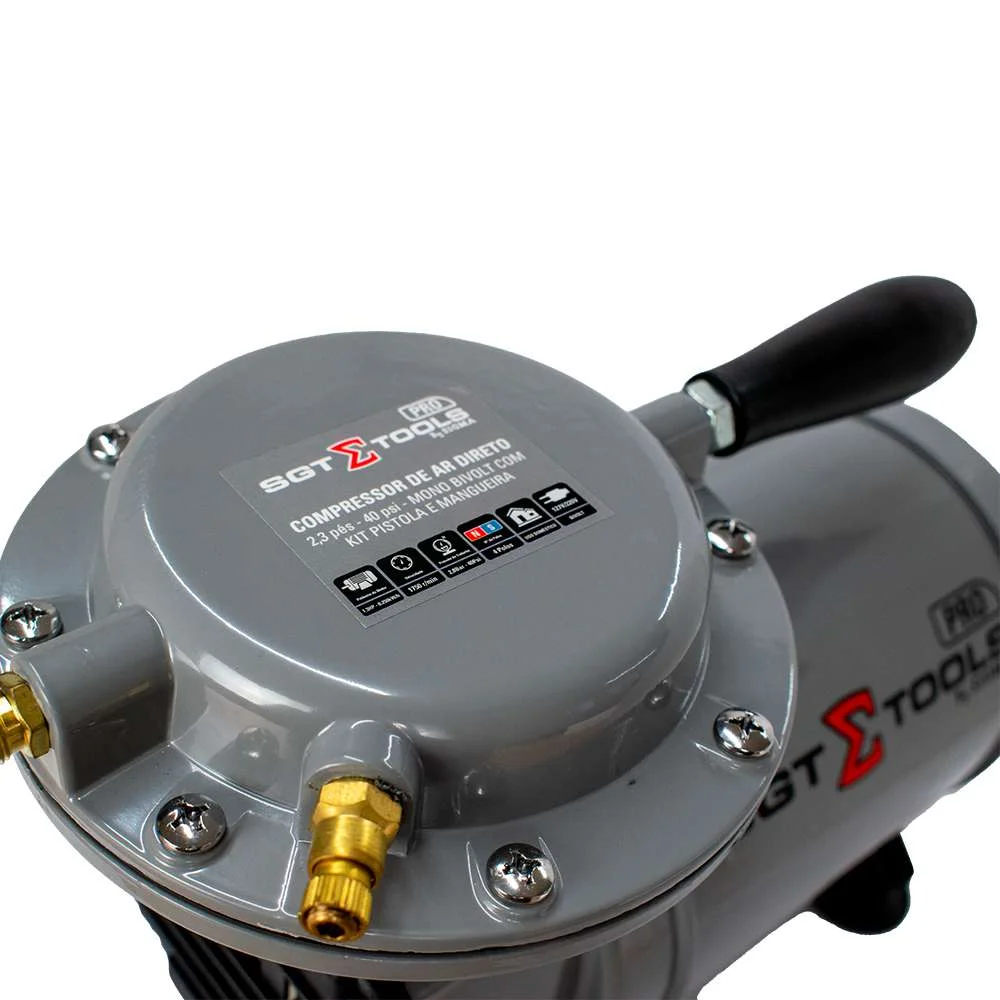 Compressor de Ar Direto 2,3 Pés 40Psi Bivolt com Acessórios