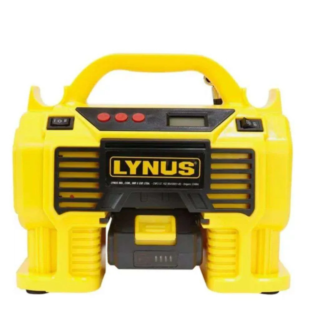 Compressor de Ar e Calibrador a Bateria 20V Lynus Portátil, Preciso e Intercambiável