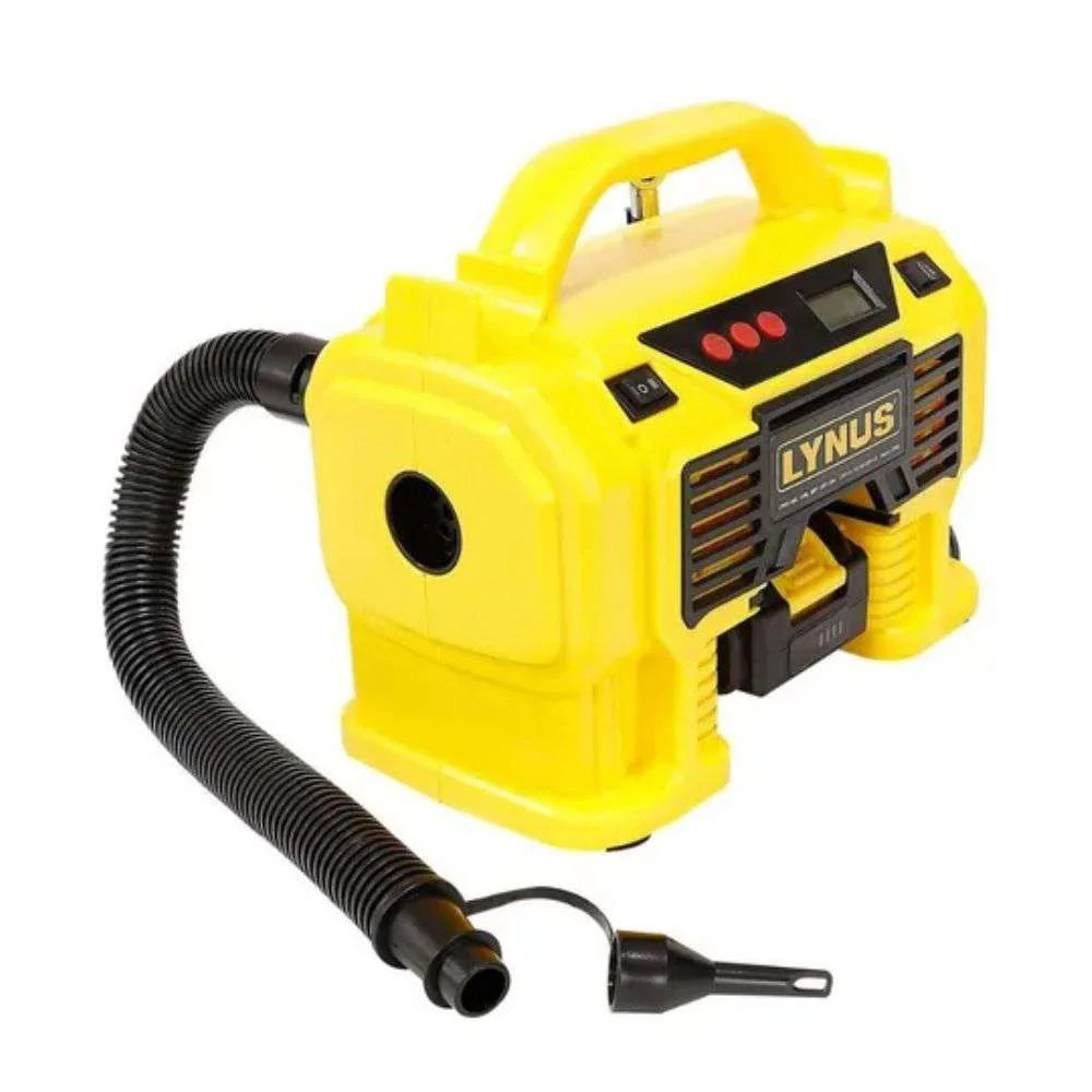 Compressor de Ar e Calibrador a Bateria 20V Lynus Portátil, Preciso e Intercambiável
