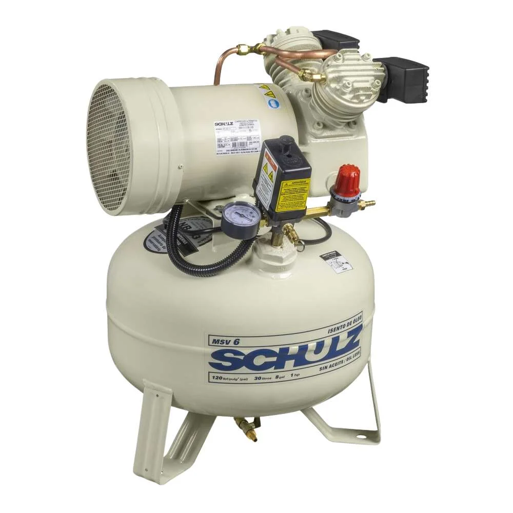 Compressor de Ar Isento de Óleo 1Hp Msv6/30 Schulz 127V