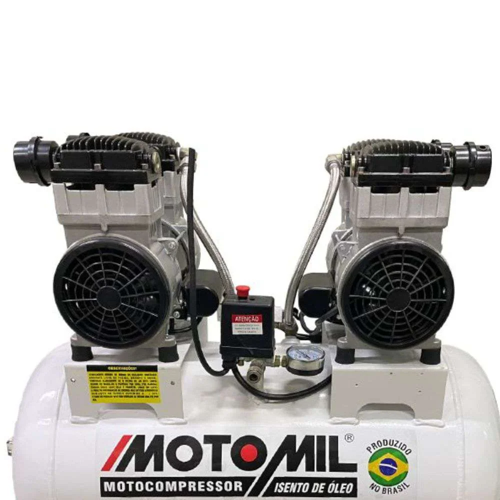 Compressor de Ar Odontológico 20 Pés 100L Silencioso Isento de Óleo 220V Motomil