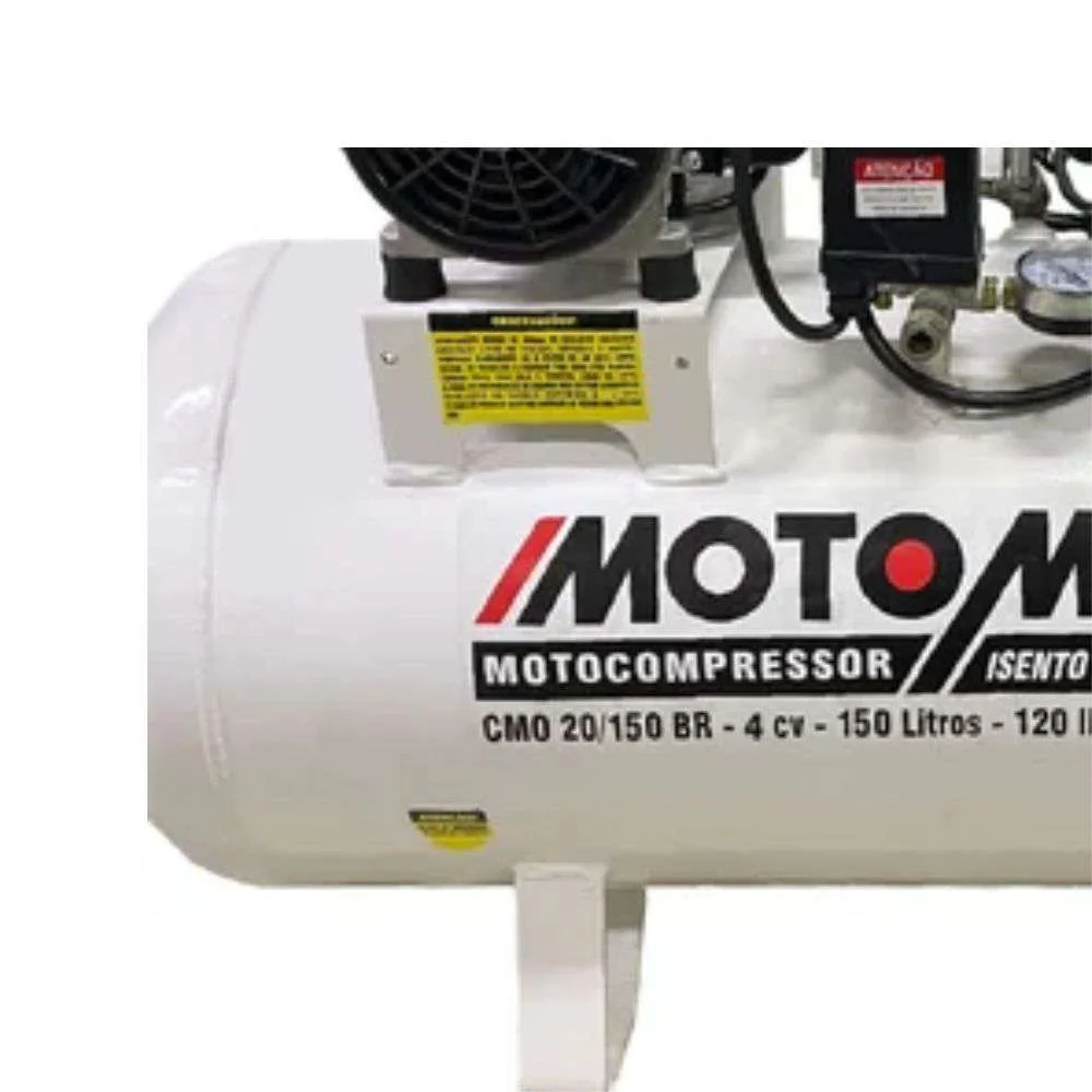Compressor de Ar Odontológico 20 Pés 150L 220V Silencioso Isento de Óleo Motomil