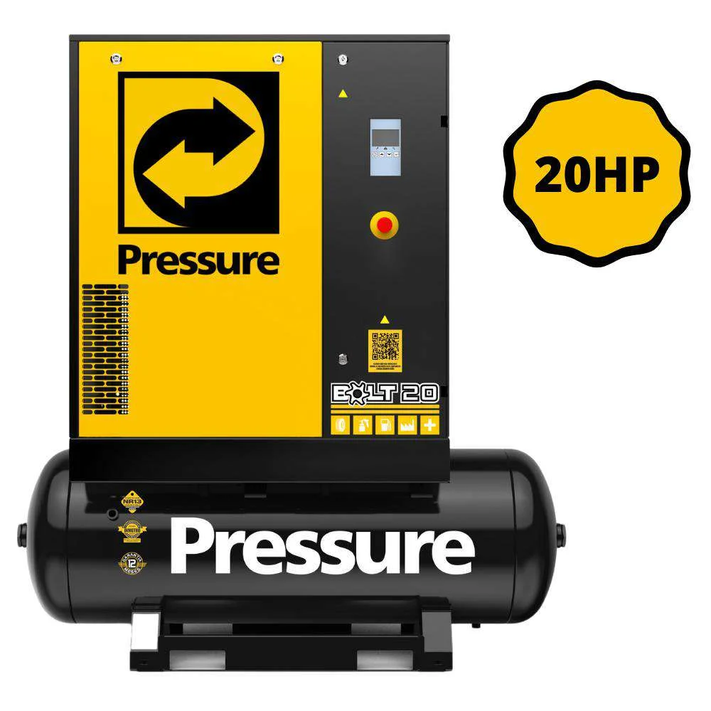 Compressor de Ar Parafuso 20Hp 265L Trifásico Pressure - 10,8