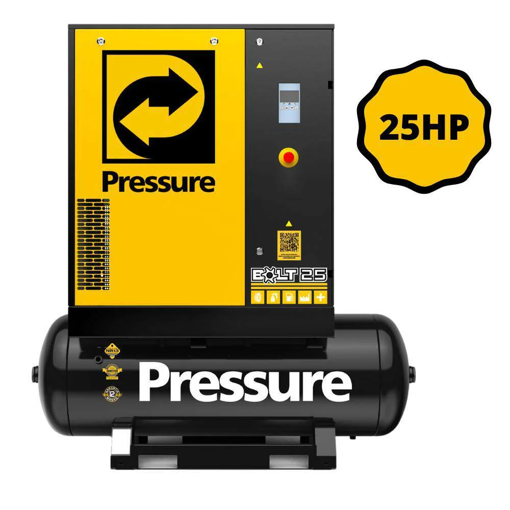 Compressor de Ar Parafuso 25Hp 265L Trifásico Pressure - 10,8