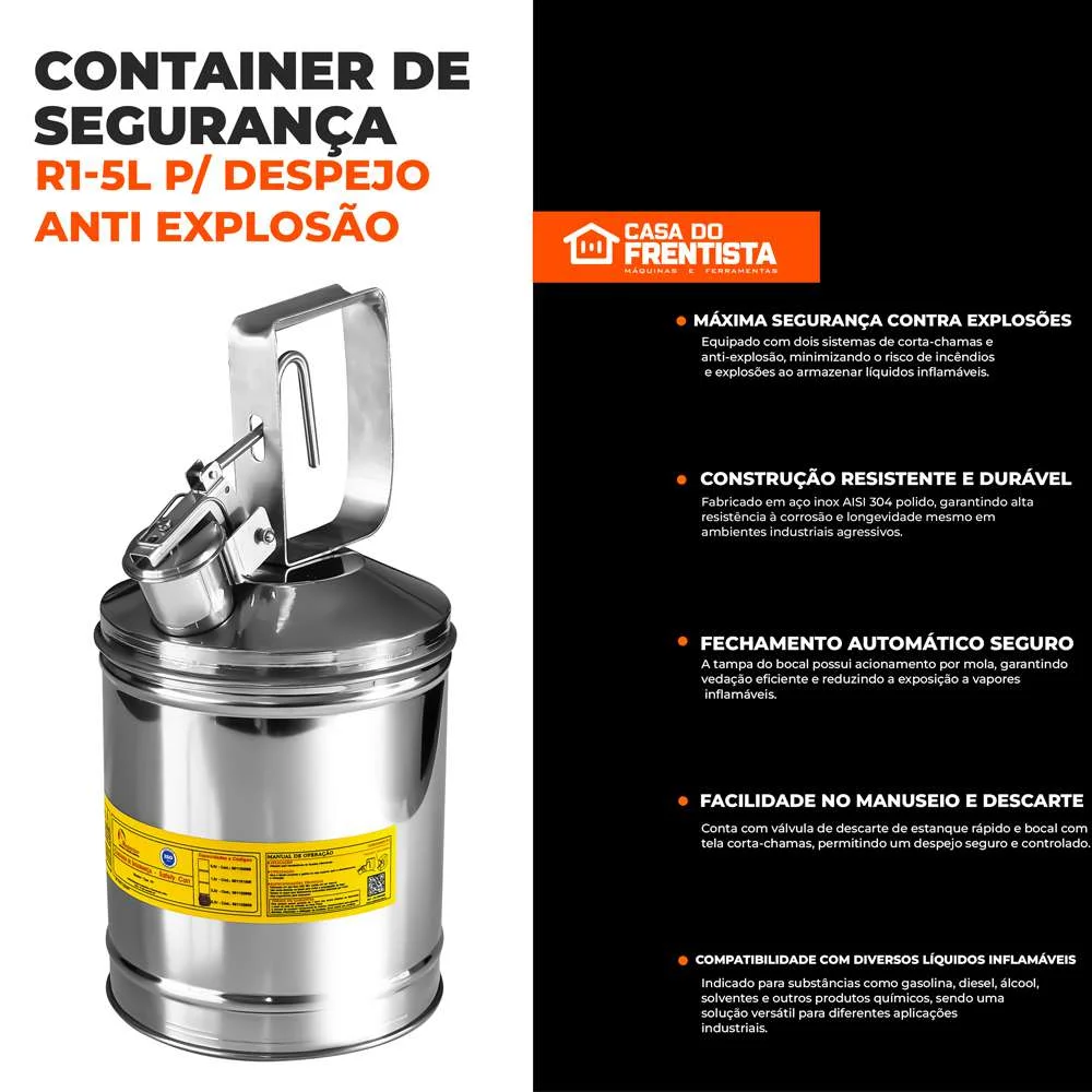 Container de Segurança R1-5L P/ Despejo Anti Explosão Redentor