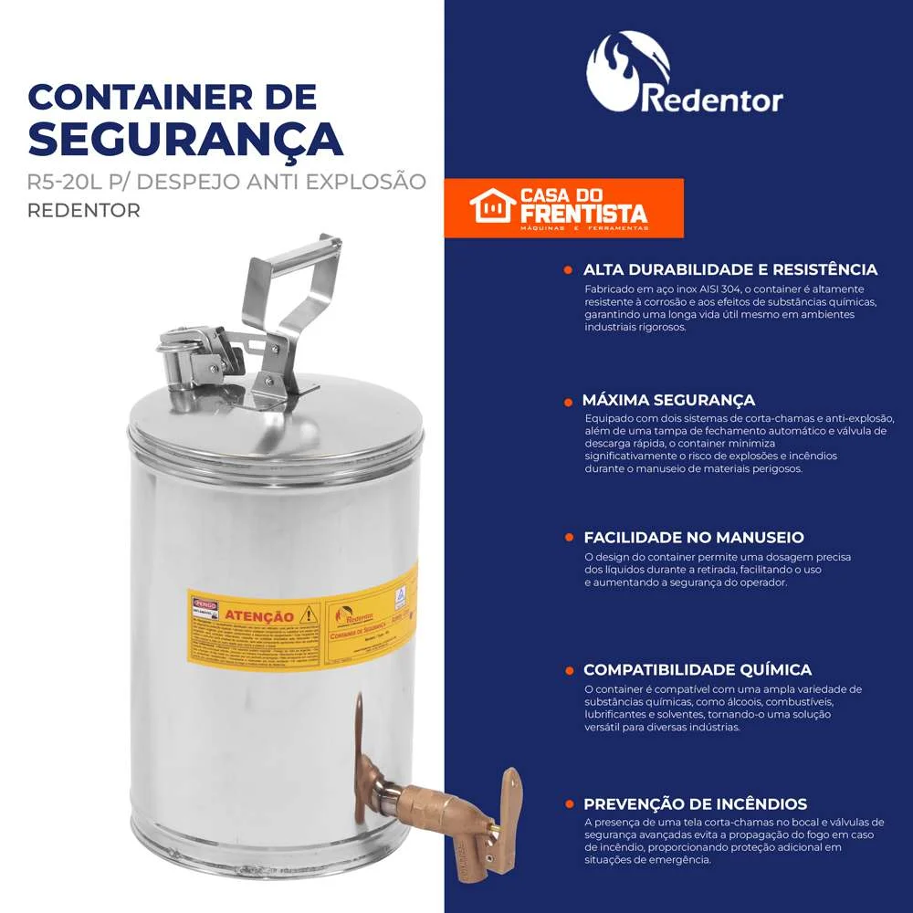 Container de Segurança R5-20L P/ Despejo Anti Explosão Redentor