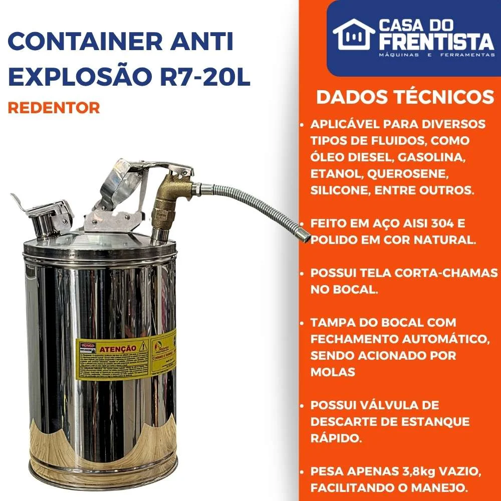 Container de Segurança R7-20L P/ Despejo Anti Explosão Redentor