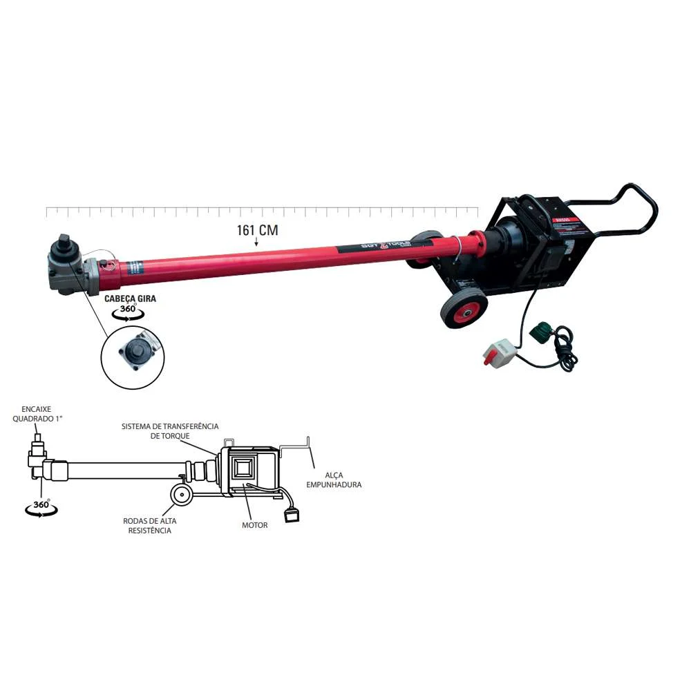 Desparafusadeira Longa Industrial Sgt4150 380V 5000Nm Cabeça Giratória 360° e Encaixe 1