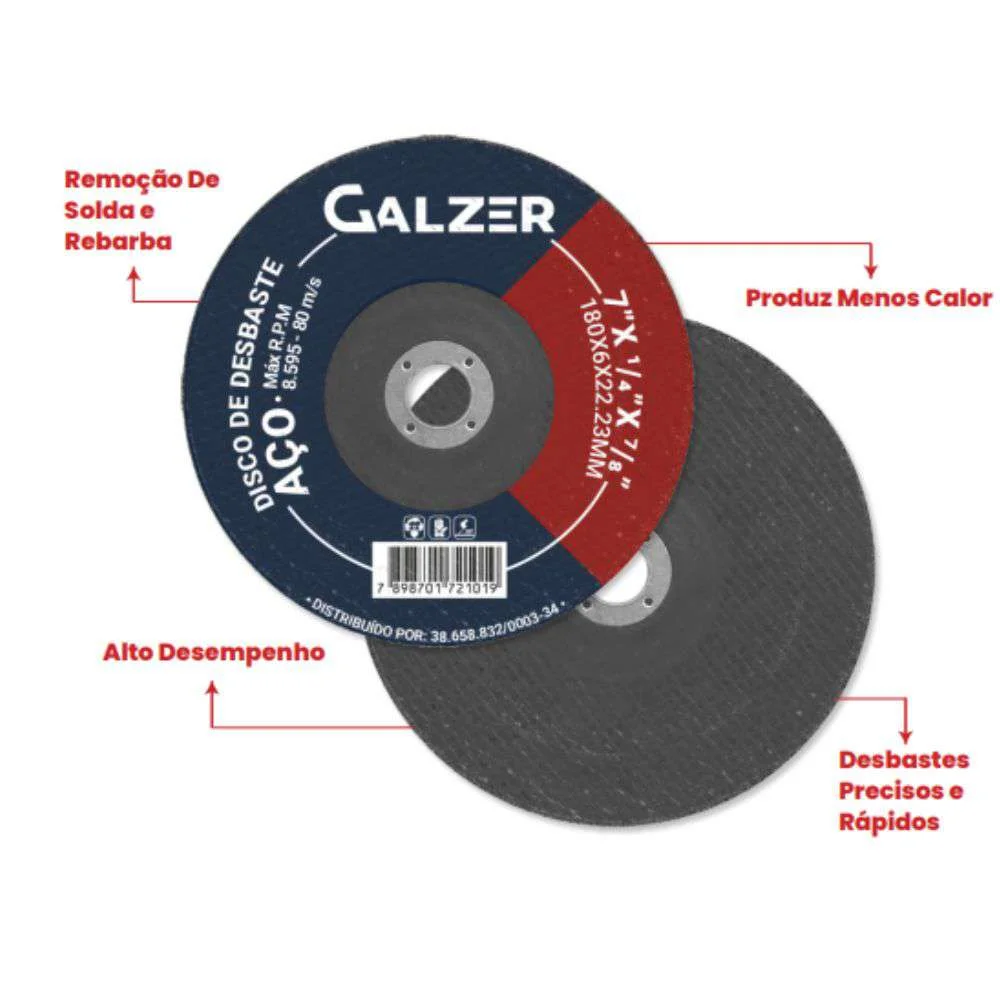 Disco de Desbaste 7 Aço Galzer