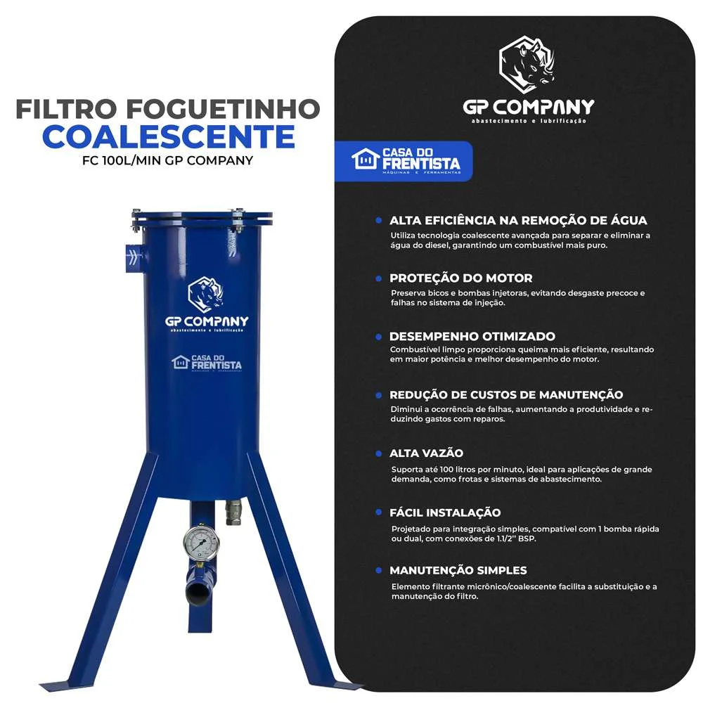 Filtro Foguetinho Coalescente Fc 100L/Min Gp Company