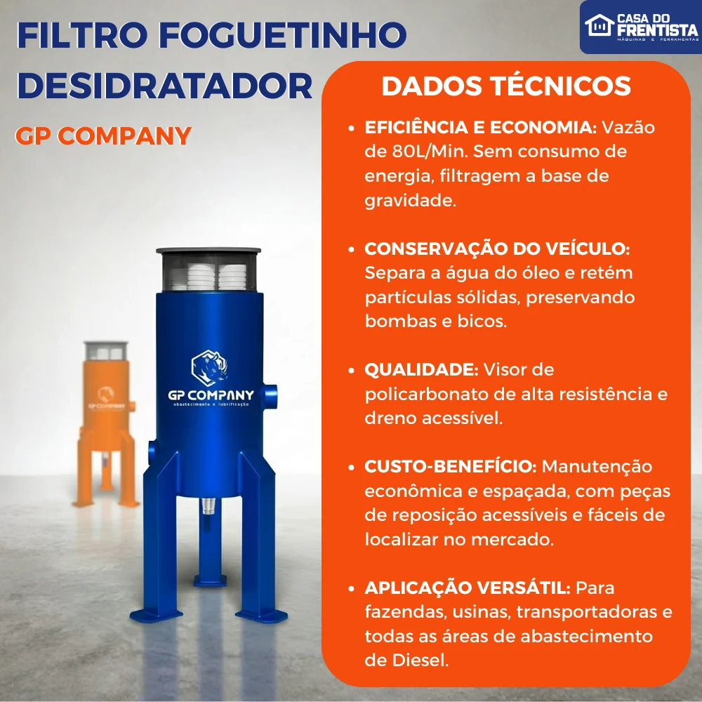 Filtro Foguetinho Desidratador Azul 80 L/Min Gp Company