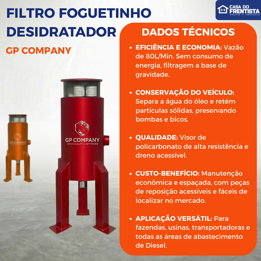 Filtro Foguetinho Desidratador Vermelho 80 L/Min Gp Company