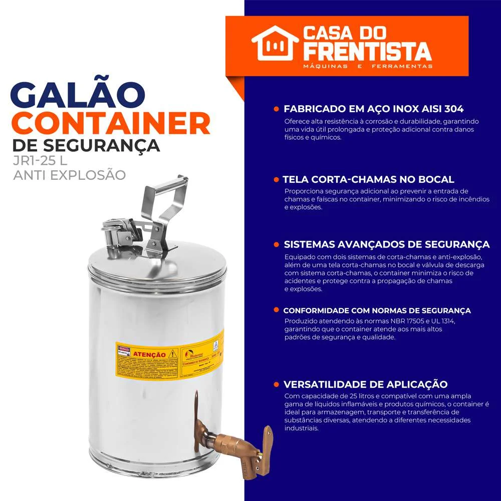 Galão Container de Segurança Anti Explosão 25L Redentor