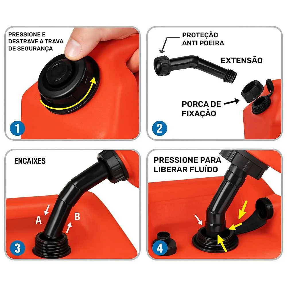 Galão para Gasolina 20L Vermelho Bremen