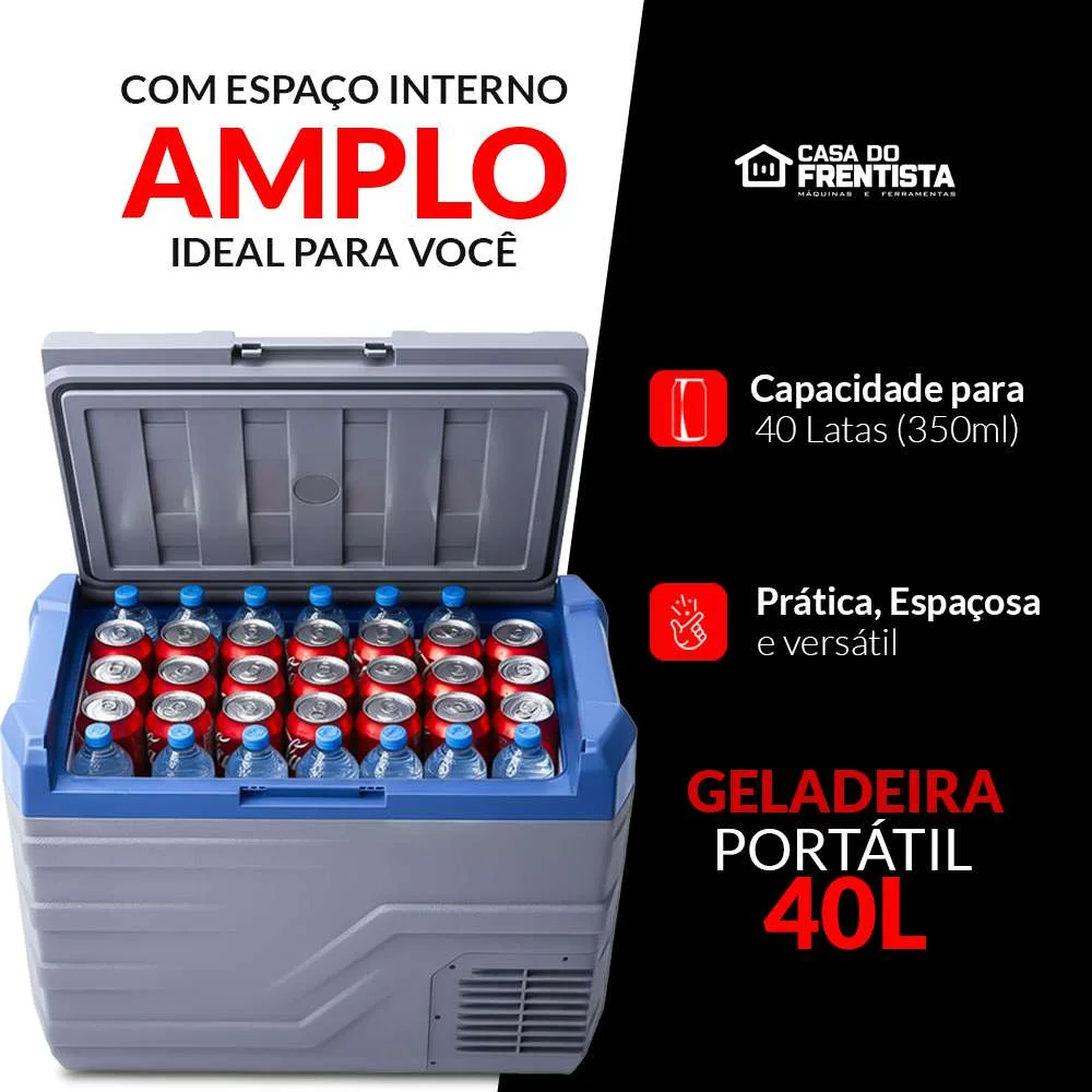 Geladeira Portátil 40L Azul 12/24V para Caminhão Rotta376