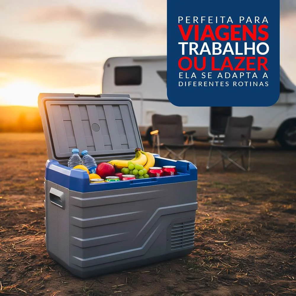Geladeira Portátil 40L Azul 12/24V para Caminhão Rotta376