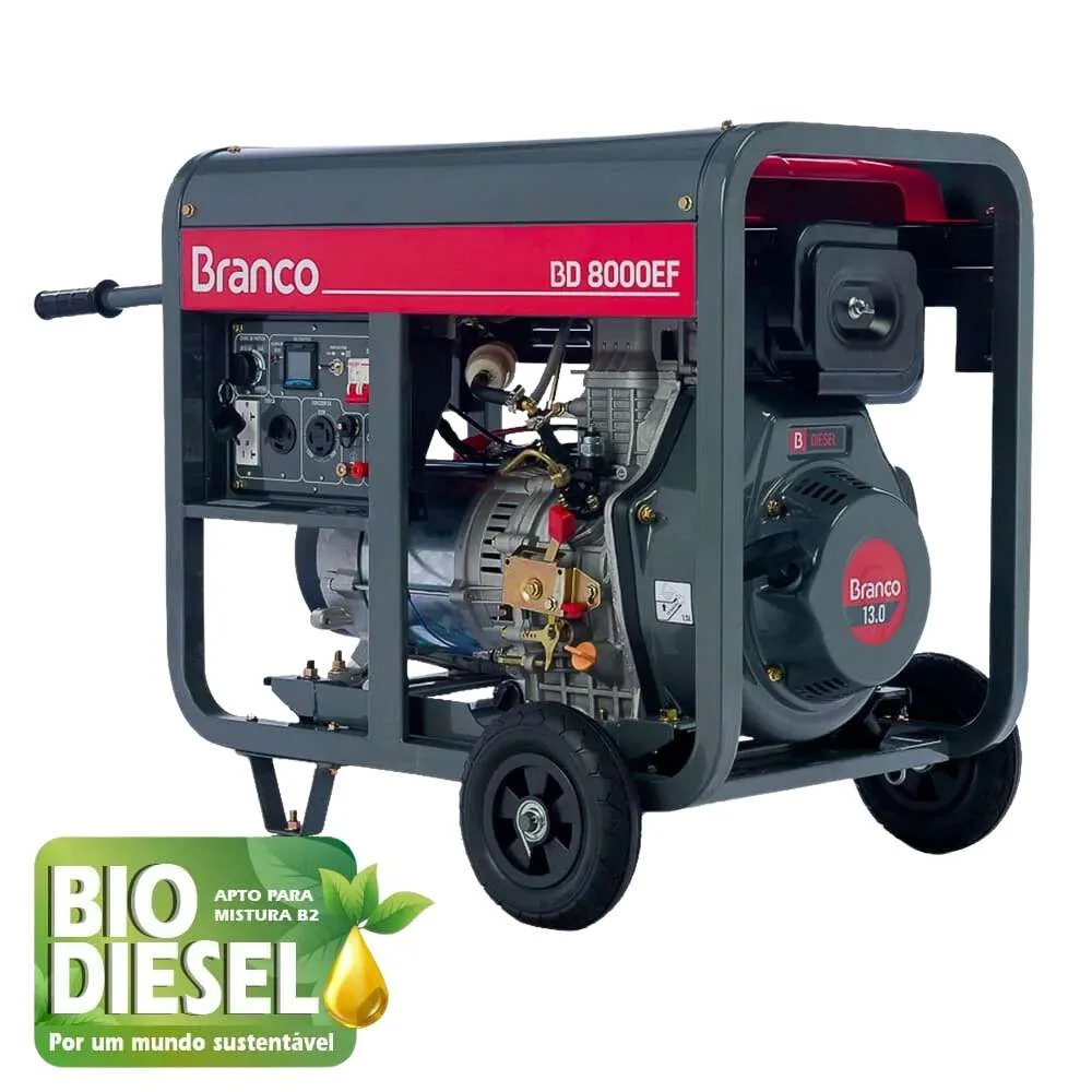 Gerador a Diesel 6,7Kva 220/110V 13Cv Bd8000Ef Partida Eletrica Branco