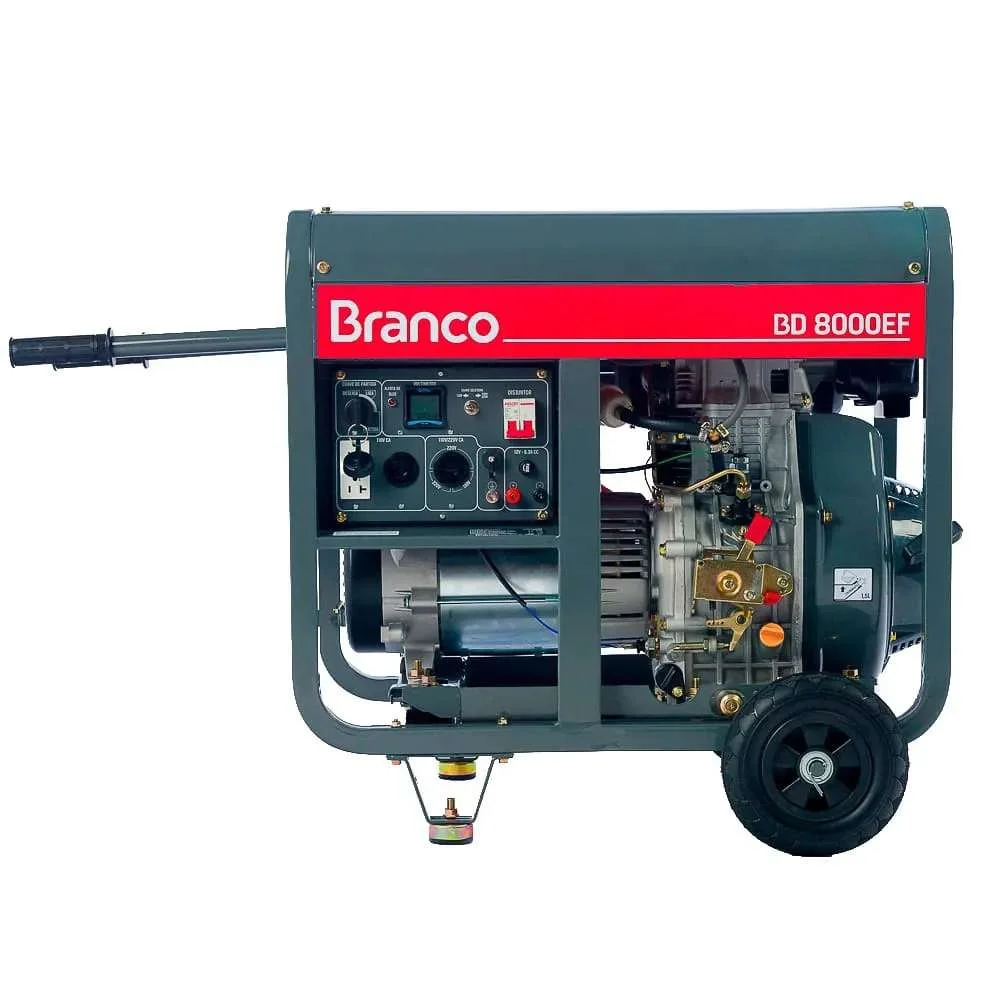 Gerador a Diesel 6,7Kva 220/110V 13Cv Bd8000Ef Partida Eletrica Branco