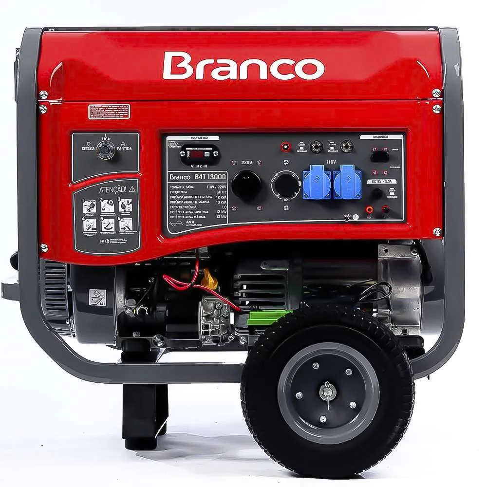 Gerador a Gasolina 195Cv 13Kva Partida Manual e Elétrica B4T-13000E Branco