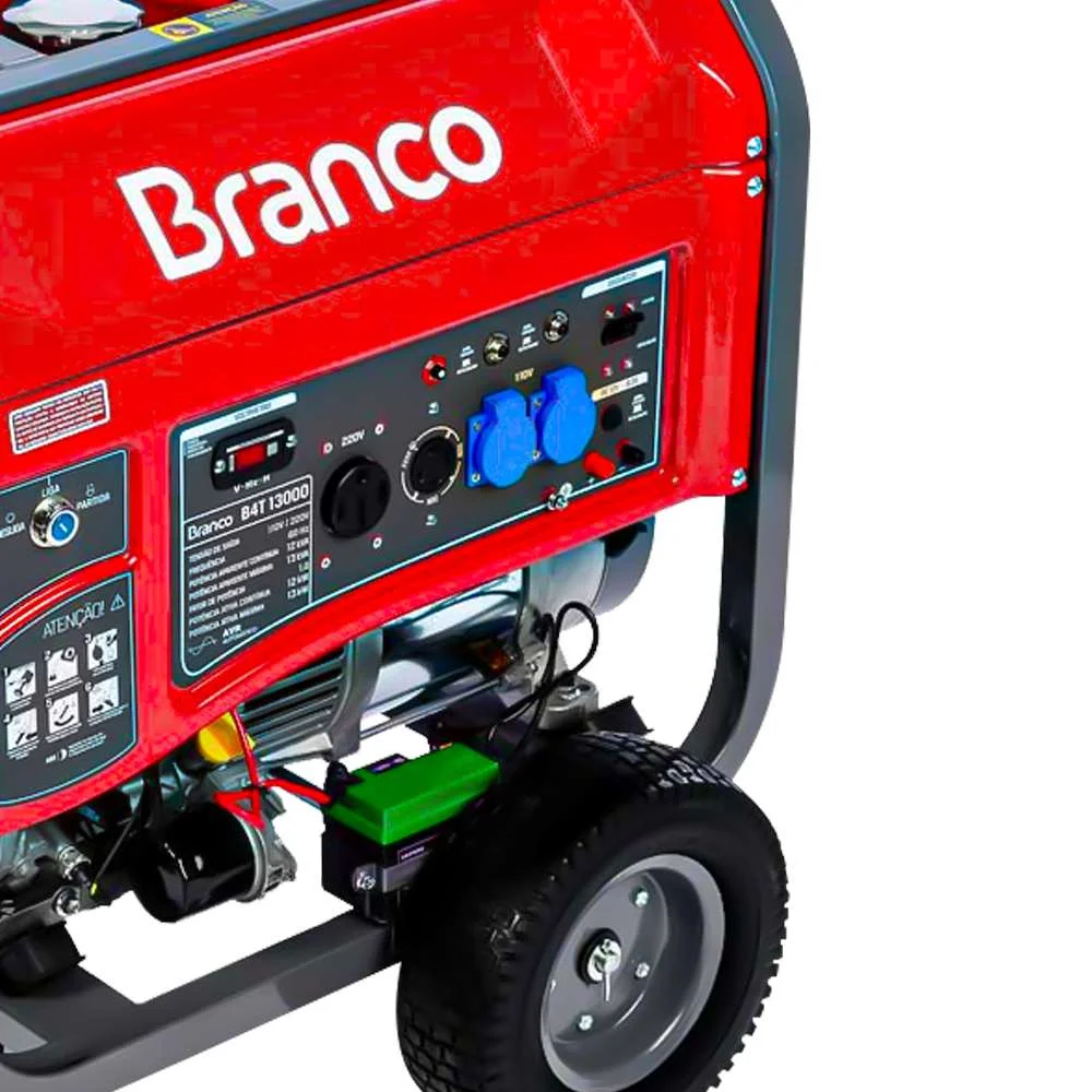 Gerador a Gasolina 195Cv 13Kva Partida Manual e Elétrica B4T-13000E Branco