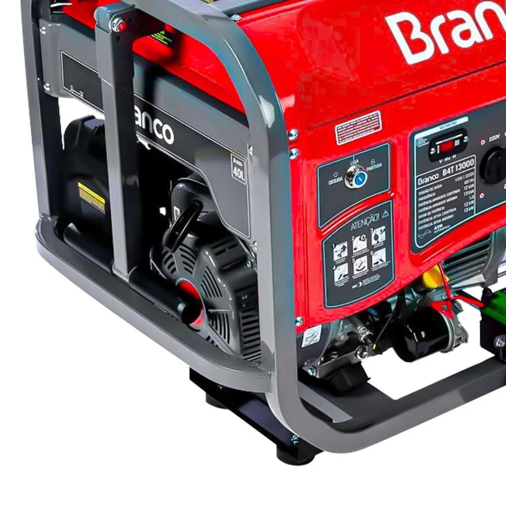 Gerador a Gasolina 195Cv 13Kva Partida Manual e Elétrica B4T-13000E Branco