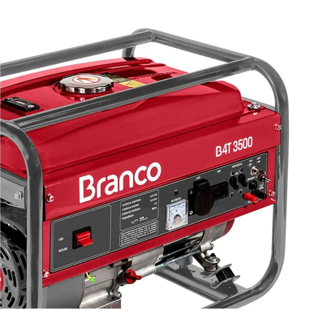 Gerador Branco Gasolina 70Cv Partida Manual B4T-3500