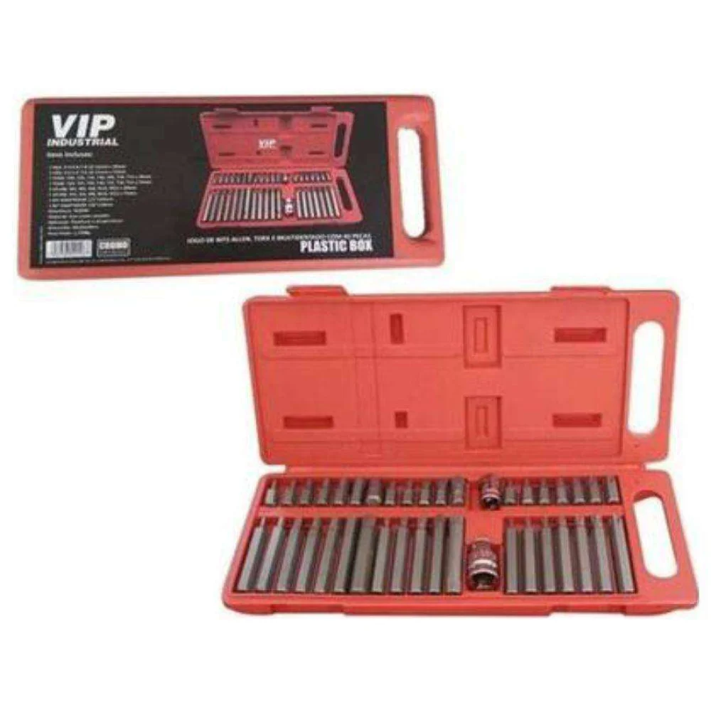 Jogo de Bits Allen Torx e Multidentado 40 Peças Vip 904500