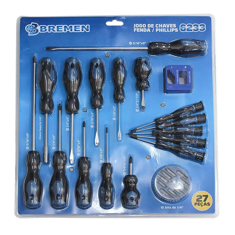 Jogo de Chaves Fenda Phillips 27 Peç 6233 Bremen