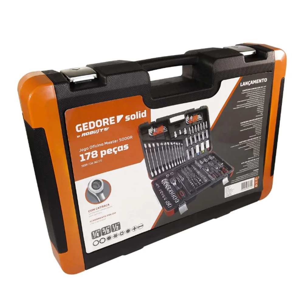 Jogo de Ferramentas 178 Pçs Chaves Combinadas e Catraca Gedore