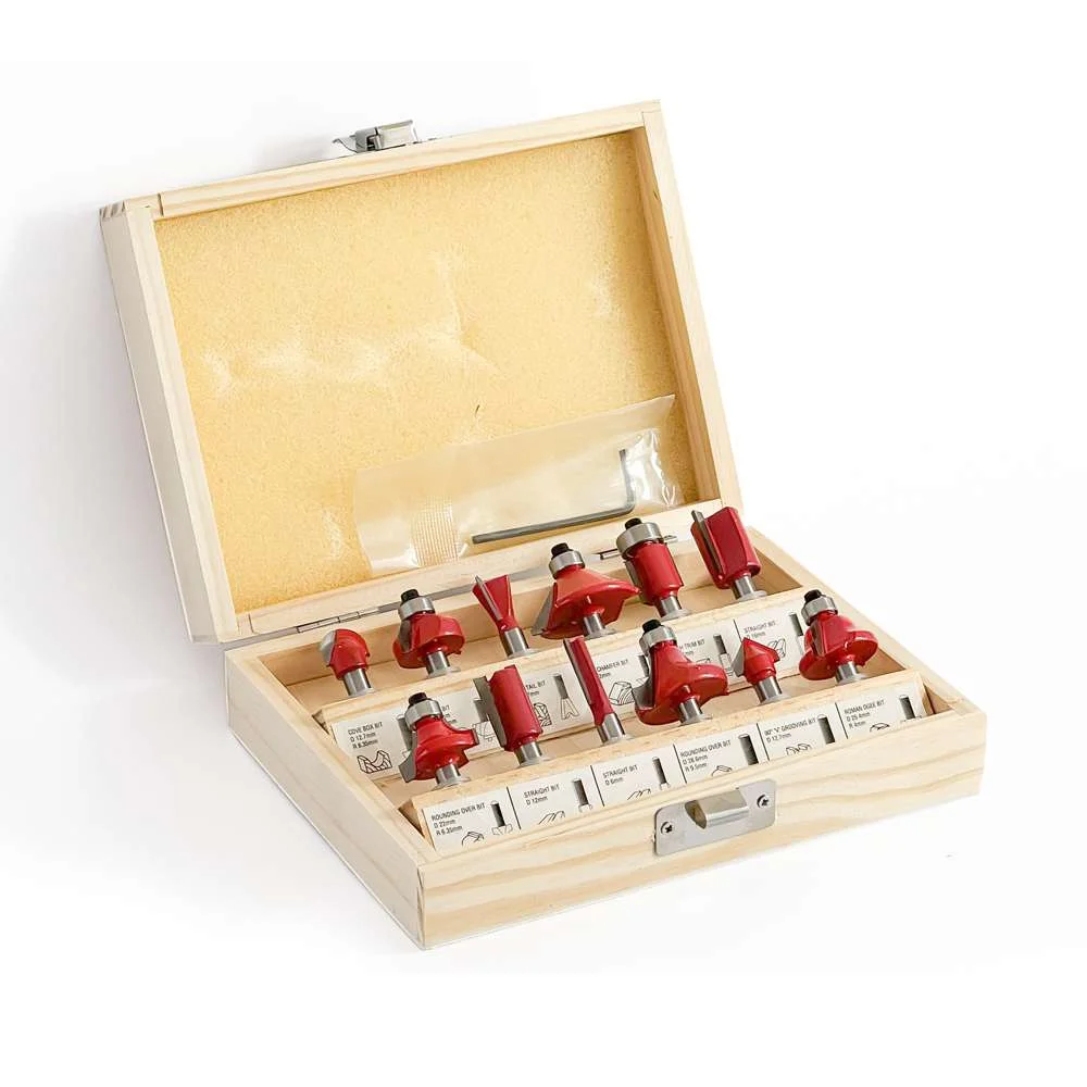 Jogo de Fresas para Tupia 1/4 Kit Completo com 12 Peç