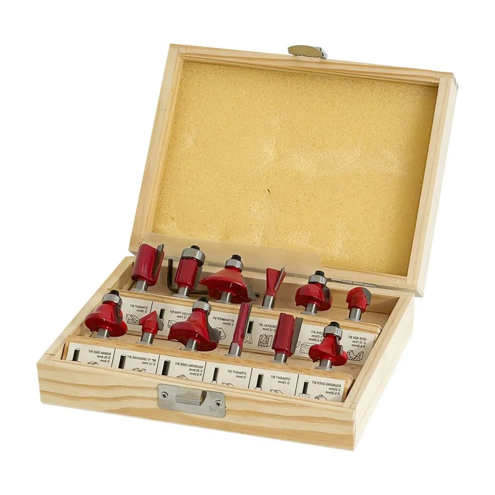 Jogo de Fresas para Tupia 1/4 Kit Completo com 12 Peç