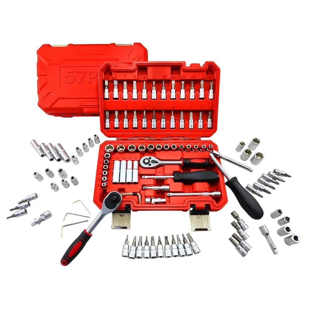 Jogo de Soquete 1/4 com Catraca 57 Peç Vip Industrial