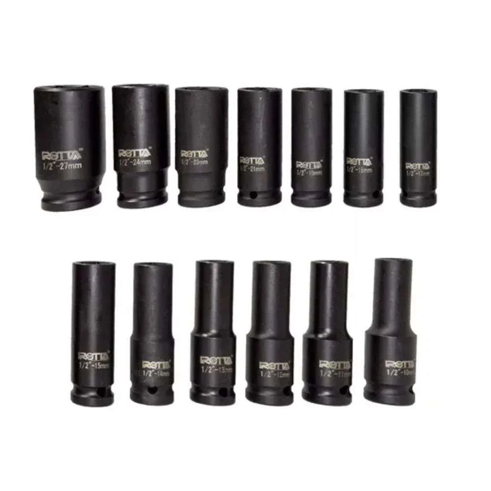 Jogo de Soquete Sextavado 1/2 10 a 27Mm 13 Peças Rotta