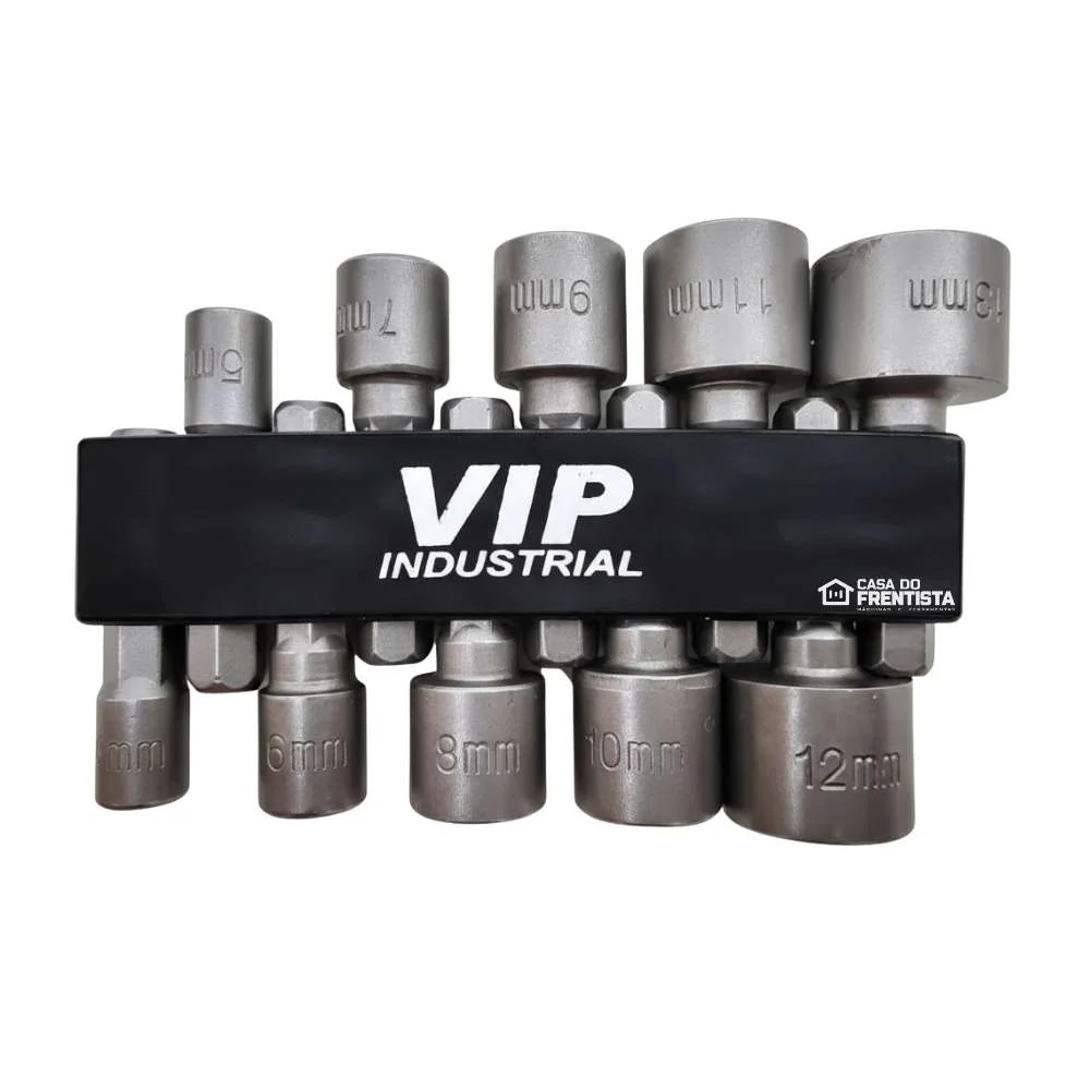 Jogo de Soquetes 4Mm-13Mm 10 Peças Vip Industrial