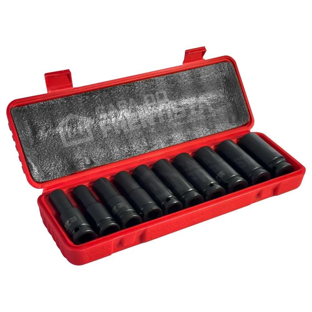 Jogo de Soquetes de Impacto 1/2 10 a 24Mm Longo 10 Peç Vip