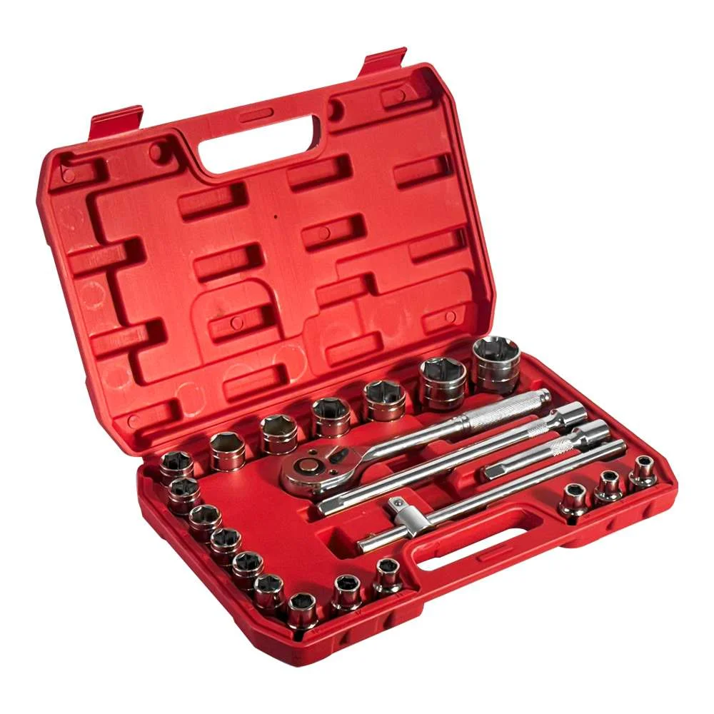 Jogo de Soquetes Sextavados 1/2 com 22 Peç Aço Cromo Vanádio Vip