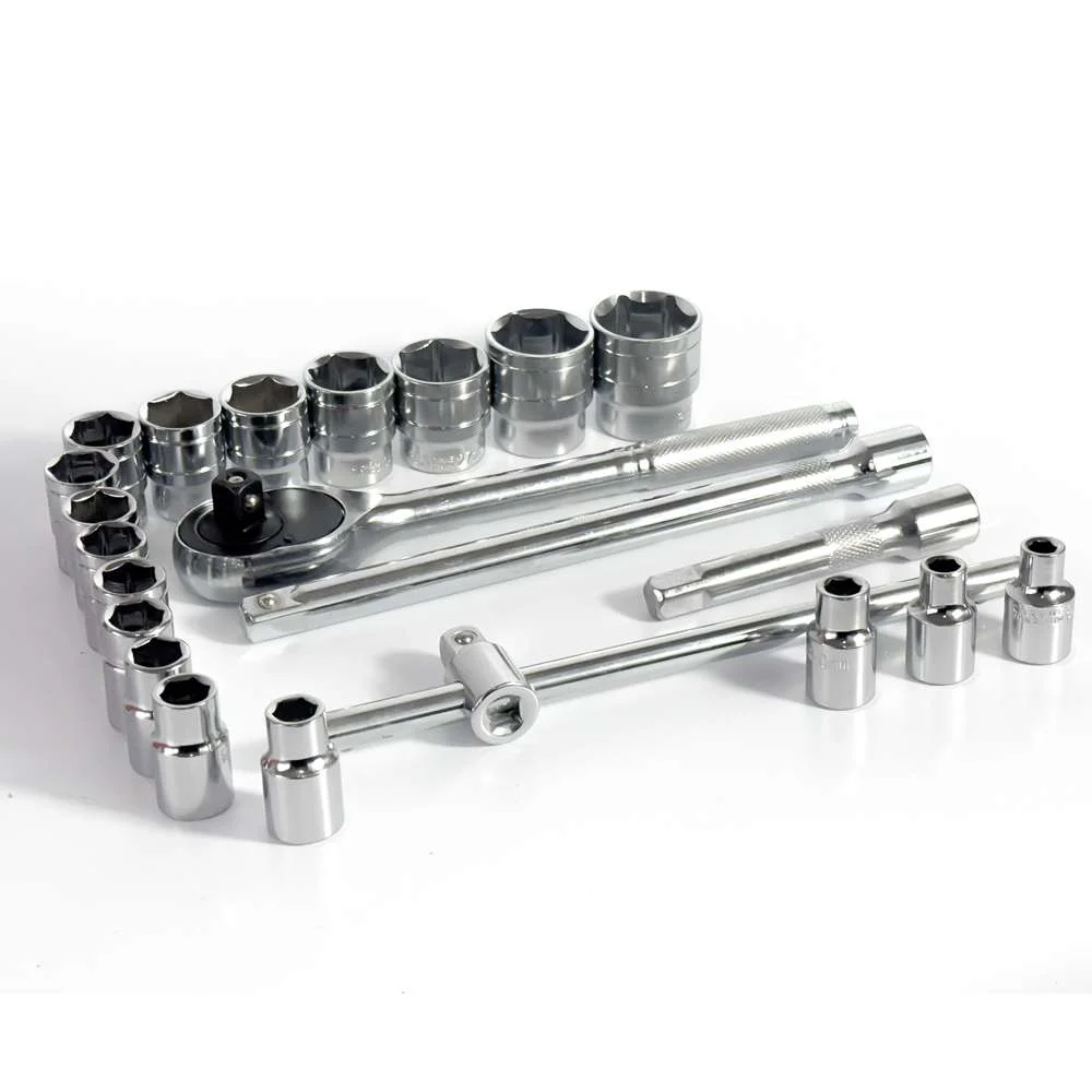 Jogo de Soquetes Sextavados 1/2 com 22 Peç Aço Cromo Vanádio Vip