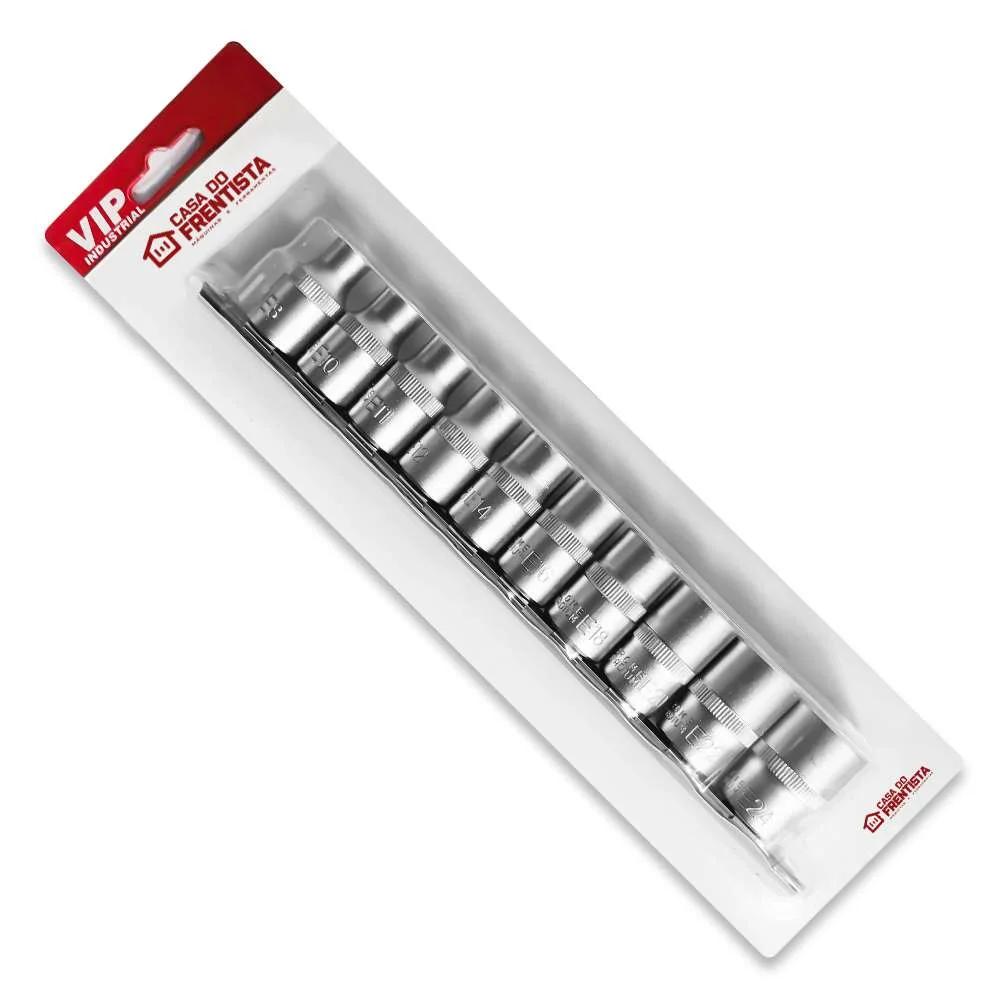 Jogo de Soquetes Torx Fêmea 10 Peç Aço Cromo Vanádio Vip