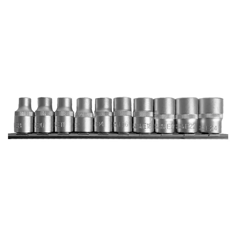 Jogo de Soquetes Torx Fêmea 10 Peç Aço Cromo Vanádio Vip