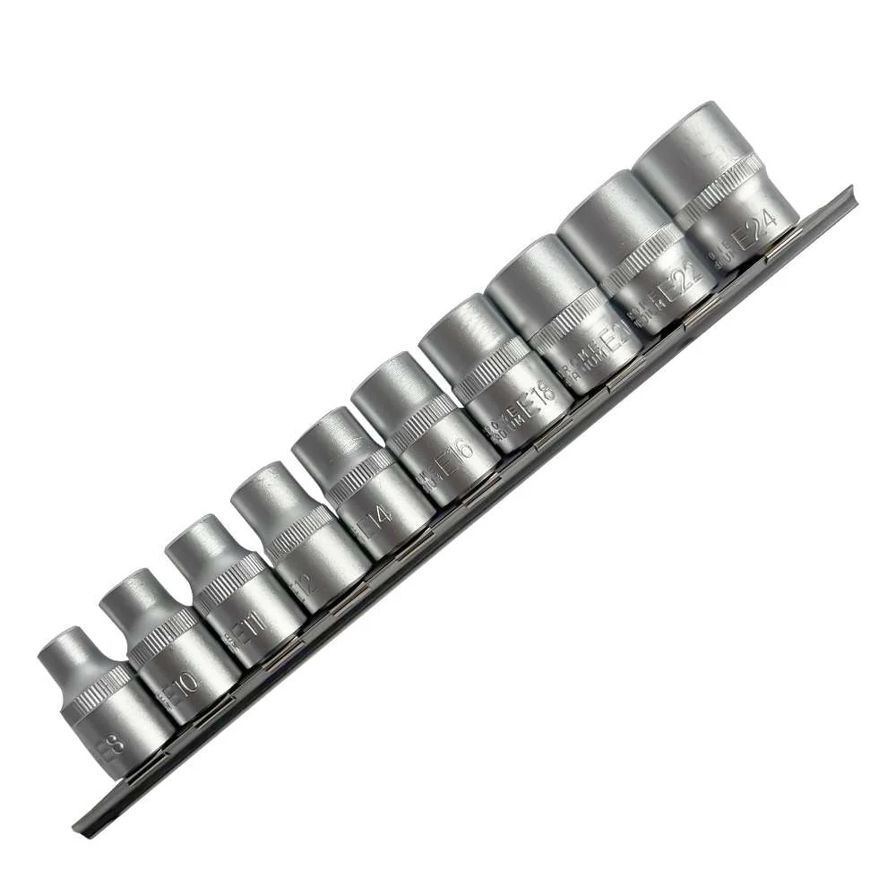 Jogo de Soquetes Torx Fêmea 10 Peç Aço Cromo Vanádio Vip