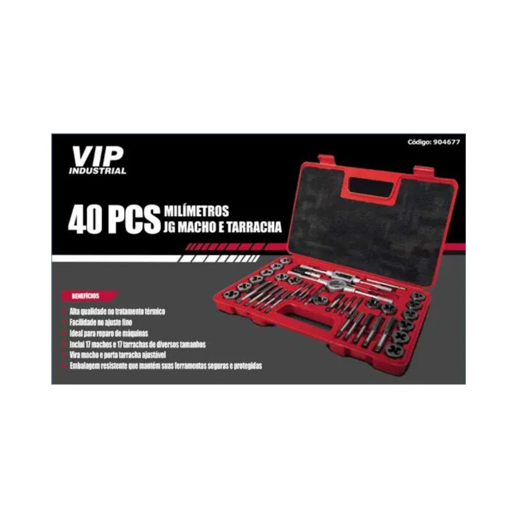 Jogo Macho e Tarracha 40 Peças Vip Industrial