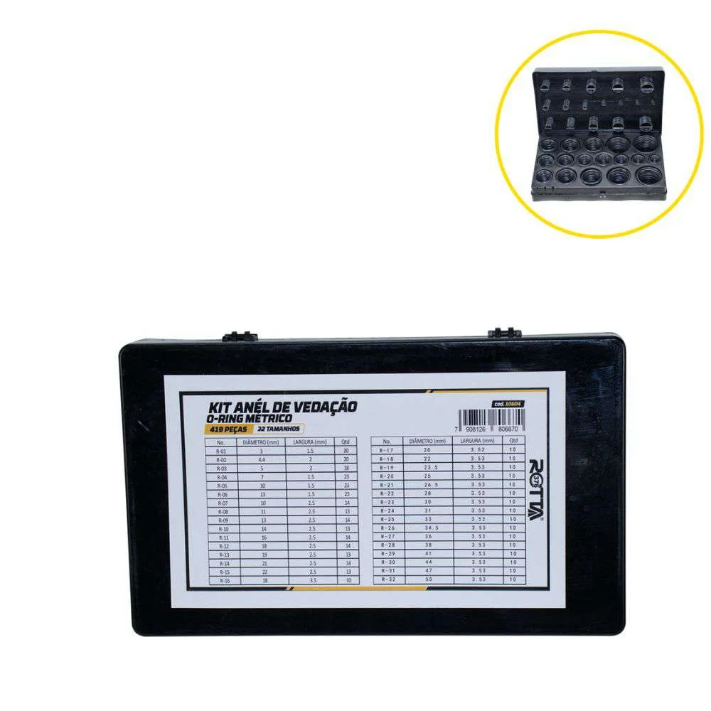 Kit Aneis de Vedação O-Ring 419 Peças 10612 Rotta