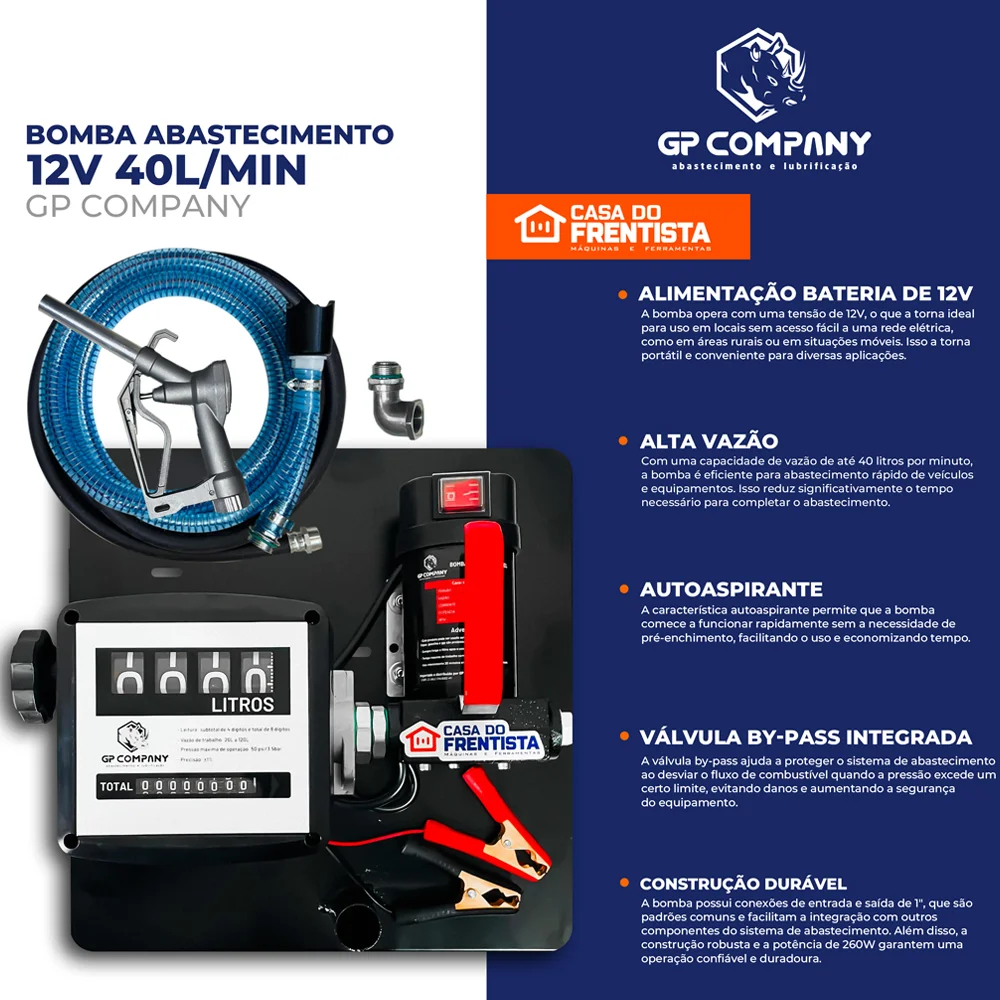 Kit Bomba De Abastecimento Diesel 12V 40L/Min com Filtro GP Company