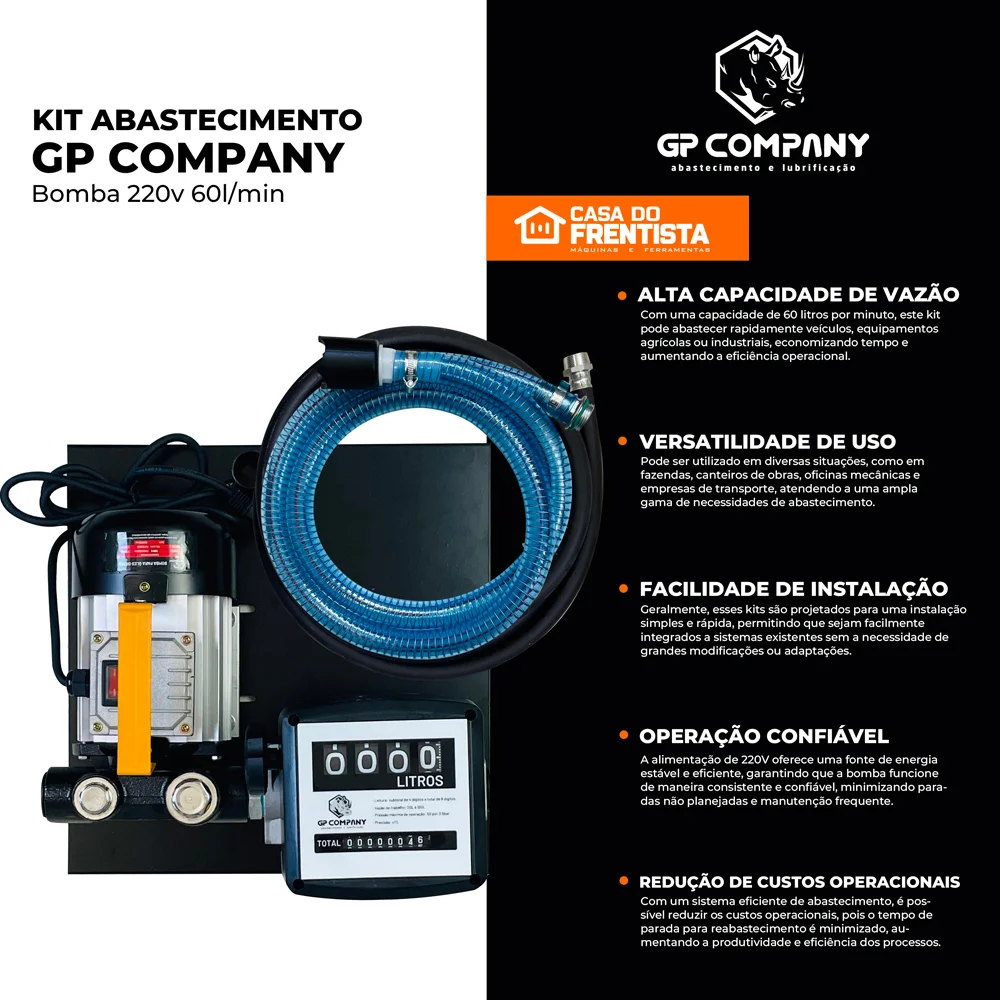 Kit Bomba de Abastecimento Diesel 220V c/ Filtro e Bico Auto