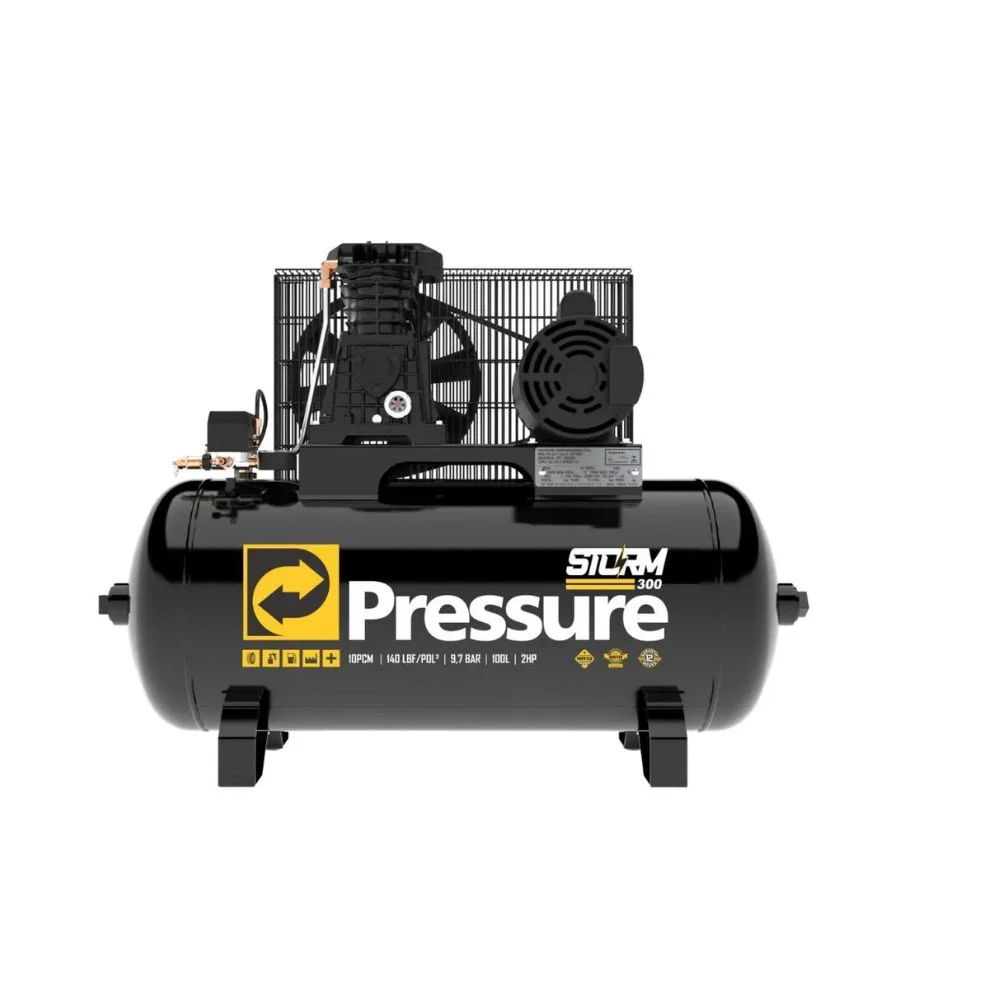 Kit Compressor de Ar 10 Pes 100L Mono 110/220 Storm 300 e Acessórios para Compressor de Ar Multiuso 5 Peças