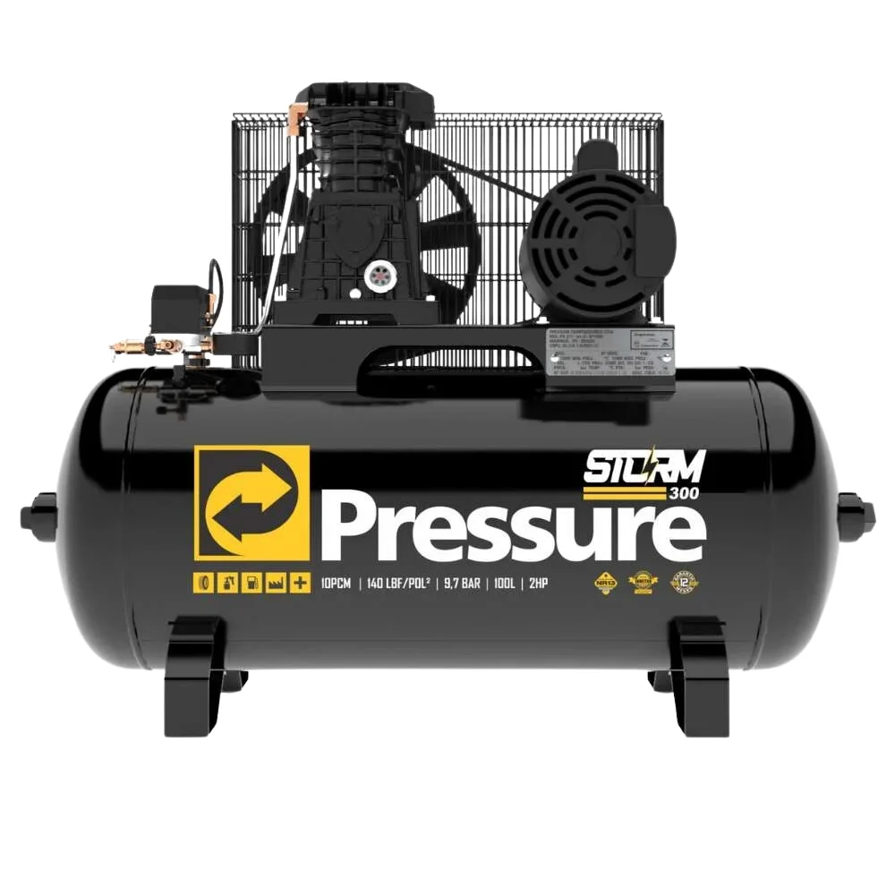 Kit Compressor de Ar 10 Pés 100L Pressure e Macaco Hidráulico Jacaré 3 Toneladas