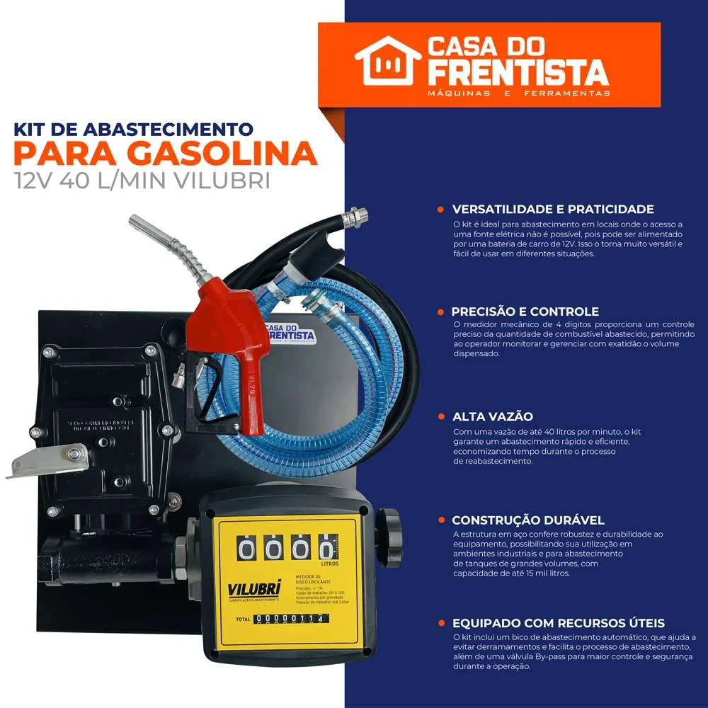 Kit de Abastecimento para Gasolina 12V 40 L/Min Vilubri